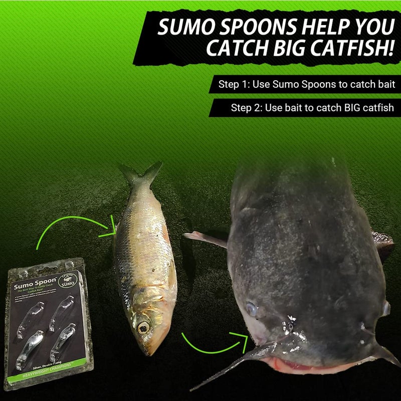 Catfish Sumo Sumo Spoon â€“ Catfishing Bait Spoon for Skipjack, White Bass, Striped Bass and Other Baitfish, 1 5/8" (2 Prong, White) - Image 3